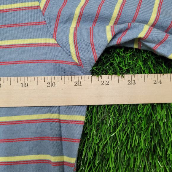 VTG 70s Disco Slim Fit Polo Shirt Large Dagger Collar Striped Big Collar - Picture 6 of 9